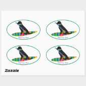 Kleurrijke Stand Up Paddle Board Preppy Black Lab Ovale Sticker (Vel)
