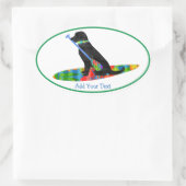 Kleurrijke Stand Up Paddle Board Preppy Black Lab Ovale Sticker (Tas)