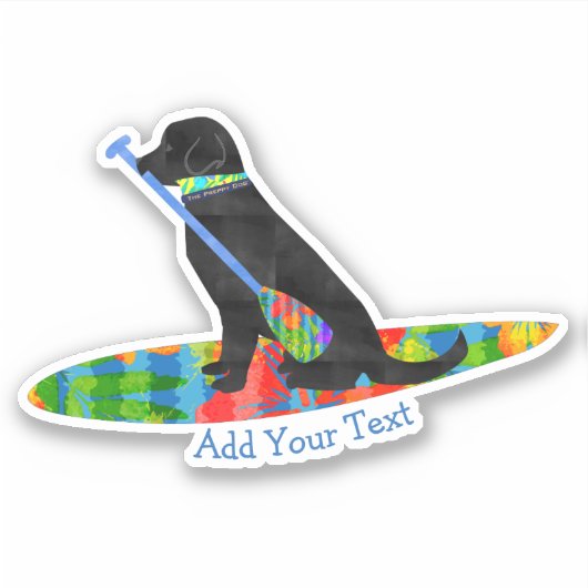Kleurrijke Stand Up Paddle Board Preppy Black Lab Sticker (Voorkant)
