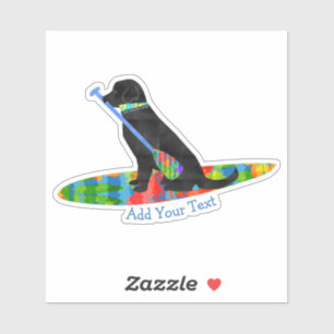 Kleurrijke Stand Up Paddle Board Preppy Black Lab Sticker
