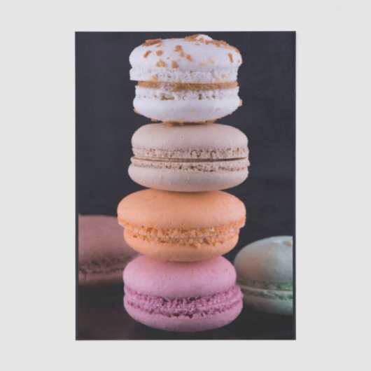 Kleurrijke stapel Franse Macarons Tissuepapier (Voorkant)