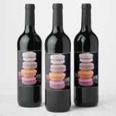 Kleurrijke stapel Franse Macarons Wijn Etiket (Flessen)