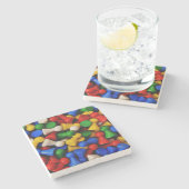 Kleurrijke Stapel van Houten Spelstukken Stenen Onderzetter (Zijkant)