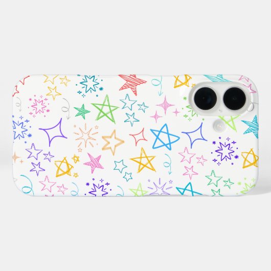 Kleurrijke Star Doodle iPhone Case (Achterkant (horizontaal))