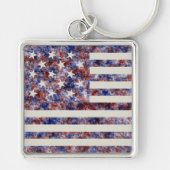 Kleurrijke Star-Spangled Banner America Vlag Sleutelhanger (Voorkant)