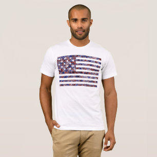 Kleurrijke Star-Spangled Banner America Vlag T-shirt