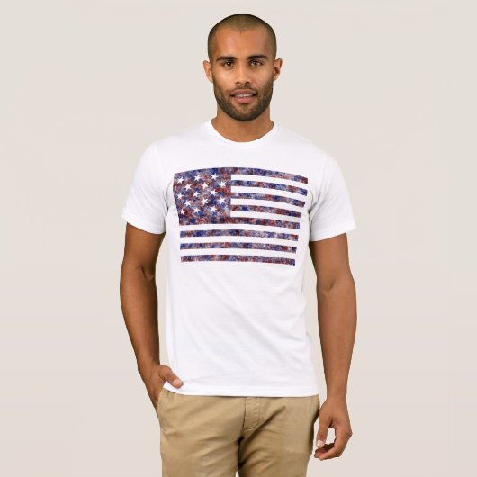 Kleurrijke Star-Spangled Banner America Vlag T-shirt (Voorkant volledig)