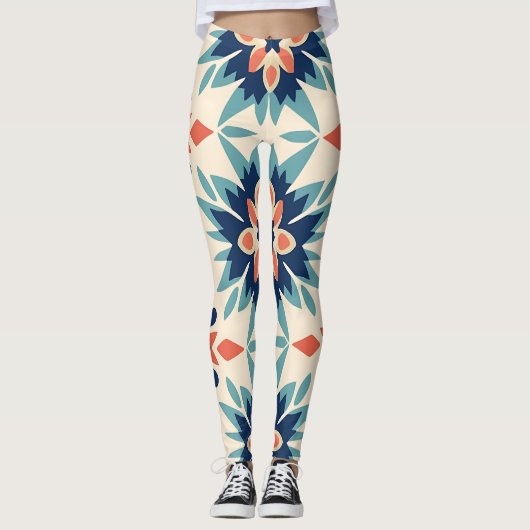 Kleurrijke Starburst Ikat patroon Leggings (Voorkant)
