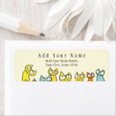 Kleurrijke starende partij Katten Etiket (Insitu)