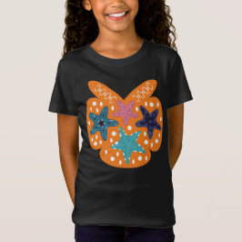 Kleurrijke Starfishes met oranje kleur achtergrond T-shirt