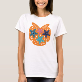 Kleurrijke Starfishes met oranje kleur achtergrond T-shirt
