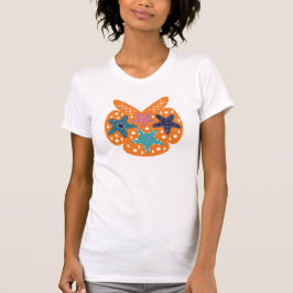 Kleurrijke Starfishes met oranje kleur achtergrond T-shirt