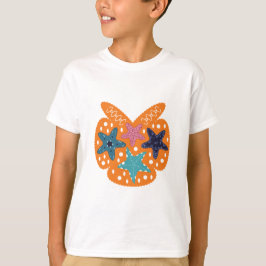 Kleurrijke Starfishes met oranje kleur achtergrond T-shirt
