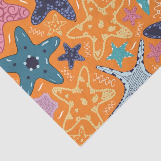 Kleurrijke Starfishes Tissuepapier (Detail)