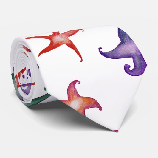 Kleurrijke Starfishes, Zee sterren Flowers Art Stropdas (Opgerold)