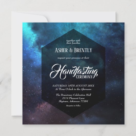 Kleurrijke Starry Nebula Dark Handfasting Kaart (Voorkant)