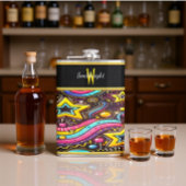 Kleurrijke Starry Swirl Design Heupfles