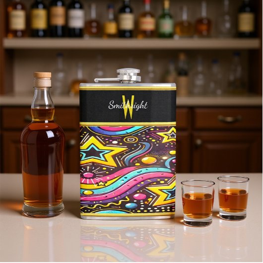 Kleurrijke Starry Swirl Design Heupfles