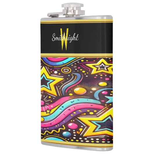 Kleurrijke Starry Swirl Design Heupfles (Links)