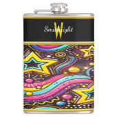 Kleurrijke Starry Swirl Design Heupfles (Voorkant)