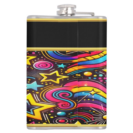 Kleurrijke Starry Swirl Design Heupfles (Achterkant)