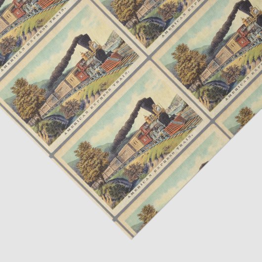 Kleurrijke  Steam Train Art Pattern Decoupage Tissuepapier (Detail)