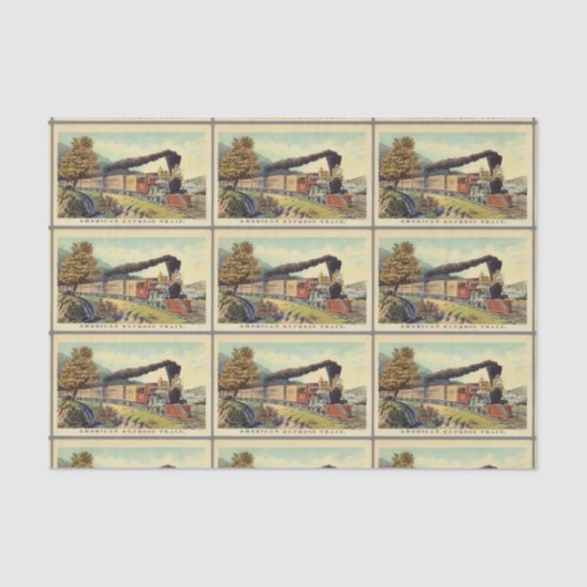 Kleurrijke  Steam Train Art Pattern Decoupage Tissuepapier (Voorkant)