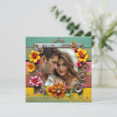 Kleurrijke Steampunk Bloemen Huwelijksuitnodiging Kaart (Staand voorkant)