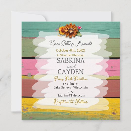 Kleurrijke Steampunk Bloemen Huwelijksuitnodiging Kaart (Achterkant)