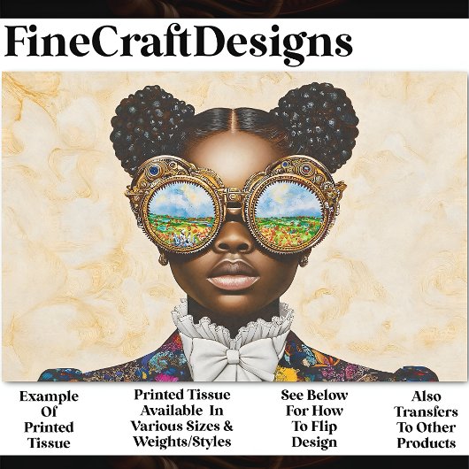 Kleurrijke Steampunk Donkere Huid Meisje AD3L Deco Tissuepapier