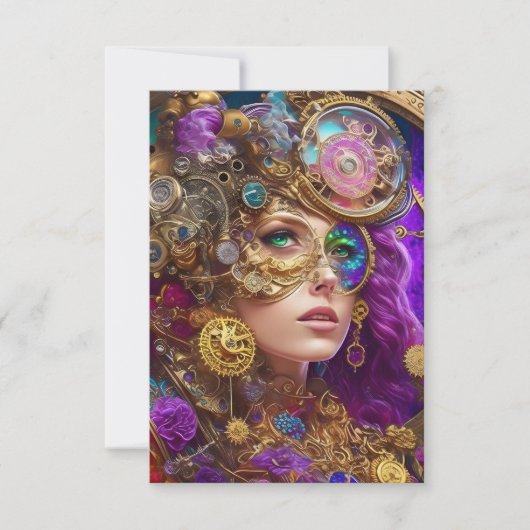 Kleurrijke Steampunk Flat Dank u kaart (Voorkant)