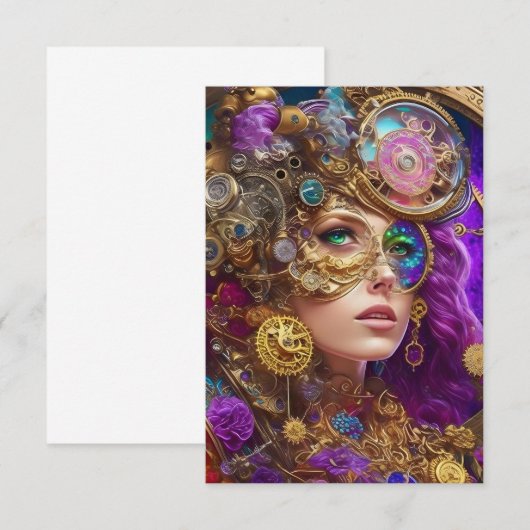 Kleurrijke Steampunk Flat Dank u kaart (Voorkant / Achterkant)