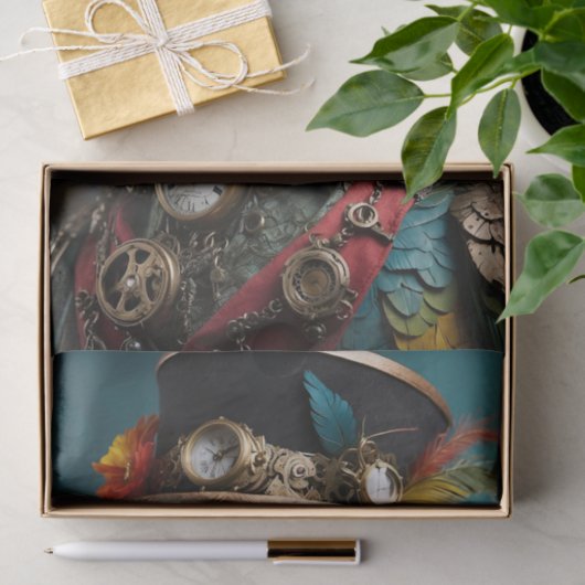  kleurrijke steampunk papegaai tissuepapier (Geschenk)