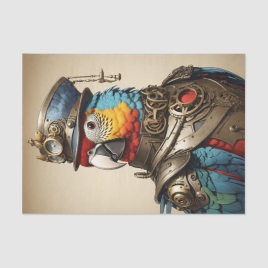 kleurrijke Steampunk Parrot Art Tissuepapier (Voorkant)