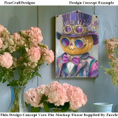 Kleurrijke Steampunk Pompoen Man Art DM8L Decoupag Tissuepapier