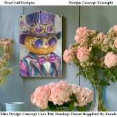 Kleurrijke Steampunk Pompoen Man Art DM8R Decoupag Tissuepapier