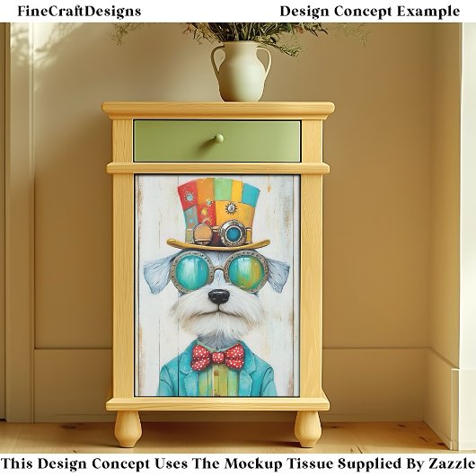 Kleurrijke Steampunk Schnauzer Dog DE6 Decoupage Tissuepapier