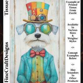 Kleurrijke Steampunk Schnauzer Hond DE6 Découpage Tissuepapier