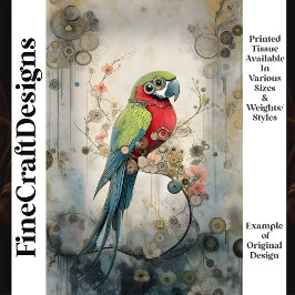 Kleurrijke Steampunk Vogel Versnellingen J7R Decou Tissuepapier