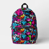 Kleurrijke stedelijke graffiti bedrukte rugzak (Voorkant)
