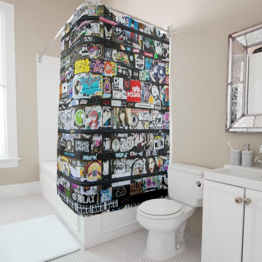 Kleurrijke stedelijke straatkunst douchegordijn (In situ)