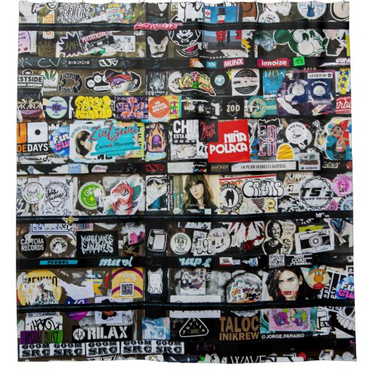 Kleurrijke stedelijke straatkunst douchegordijn (Voorkant)