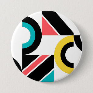 Kleurrijke, stedelijke, trendy, moderne geometrisc ronde button 7,6 cm
