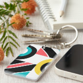 Kleurrijke, stedelijke, trendy, moderne geometrisc sleutelhanger (Voorkant Rechts)