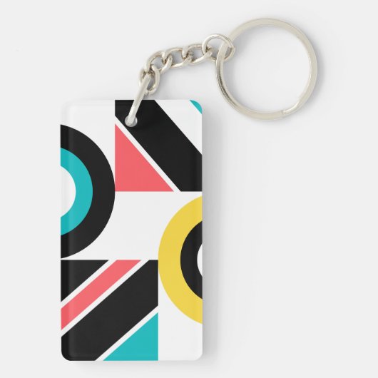 Kleurrijke, stedelijke, trendy, moderne geometrisc sleutelhanger (achterkant)