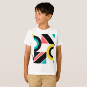 Kleurrijke, stedelijke, trendy, moderne geometrisc t-shirt (Voorkant volledig)