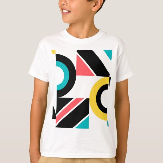 Kleurrijke, stedelijke, trendy, moderne geometrisc t-shirt (Voorkant)