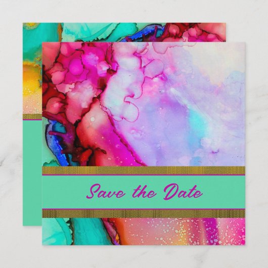 Kleurrijke steen Bewaar de datum Save The Date (Voorkant / Achterkant)