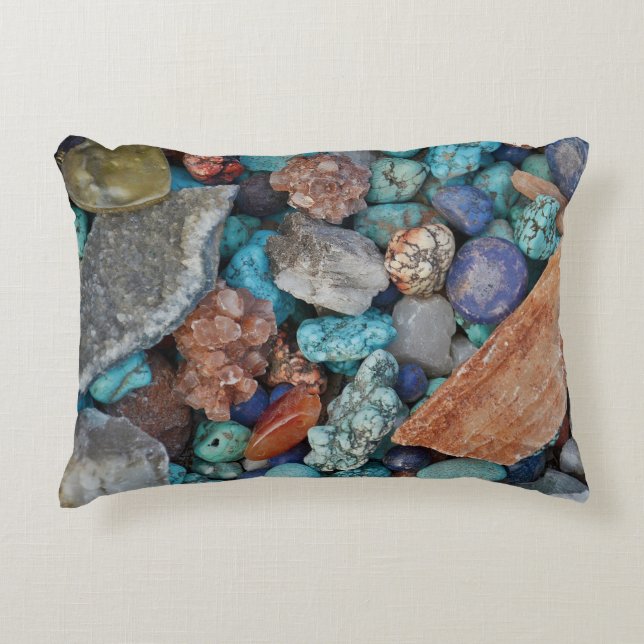 Kleurrijke steen rock natuurlijke textuur grijs br accent kussen (Voorkant)