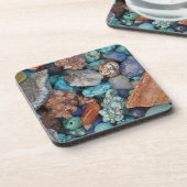 Kleurrijke steenrotswieg natuur textuur bier onderzetter (Linkerzijde)